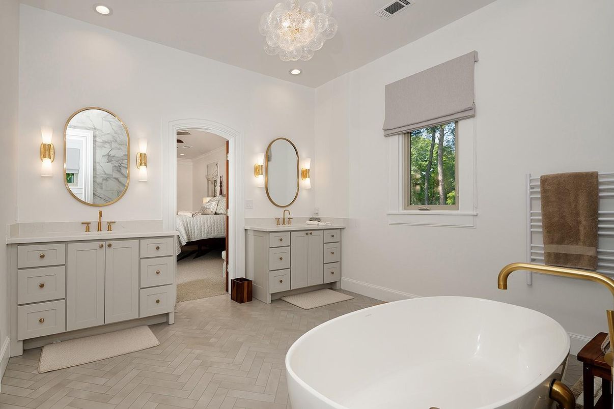 Bathroom, Bedroom, Chandelier, Dual Sink Vanities, Free Standing Baths, Interior, Recessed Lighting