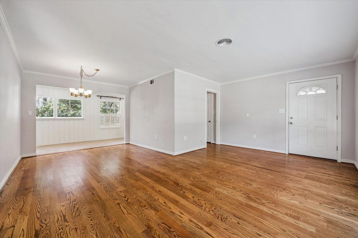Chandelier, Empty room, Interior, Wood Texture Flooring