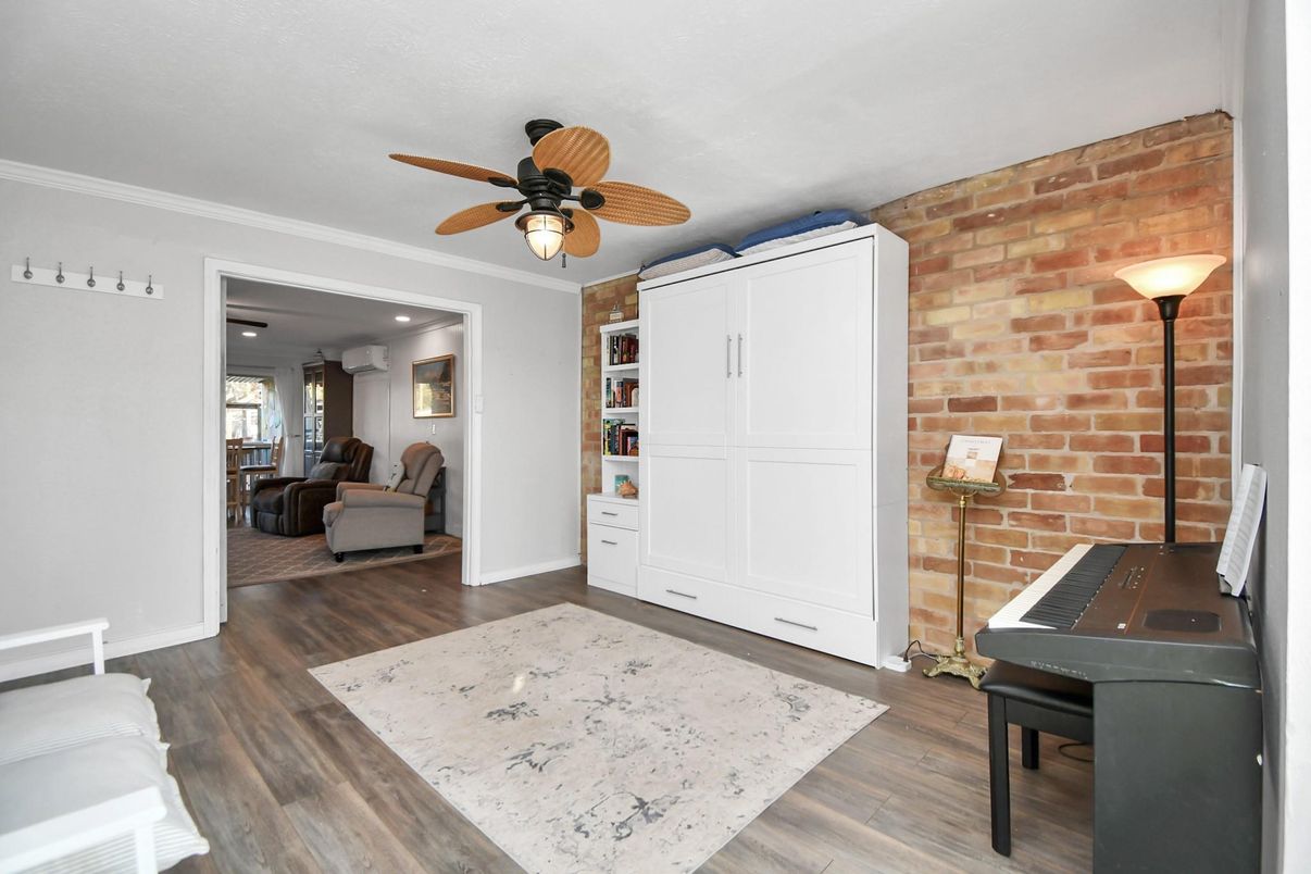 Interior, Piano, Stone Walls, Wood Texture Flooring