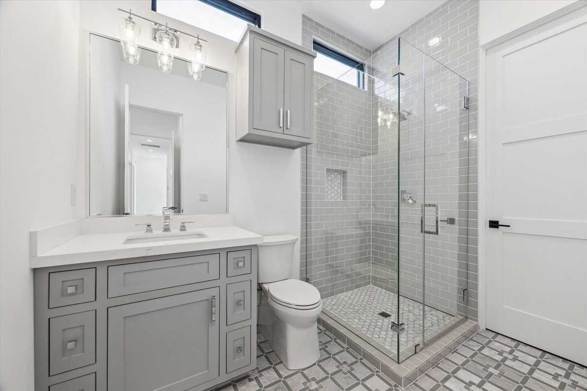 Bathroom, Glass Shower, Interior, Recessed Lighting