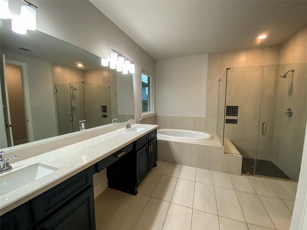 Bathroom, Dual Sink Vanities, Glass Shower, Interior, Recessed Lighting
