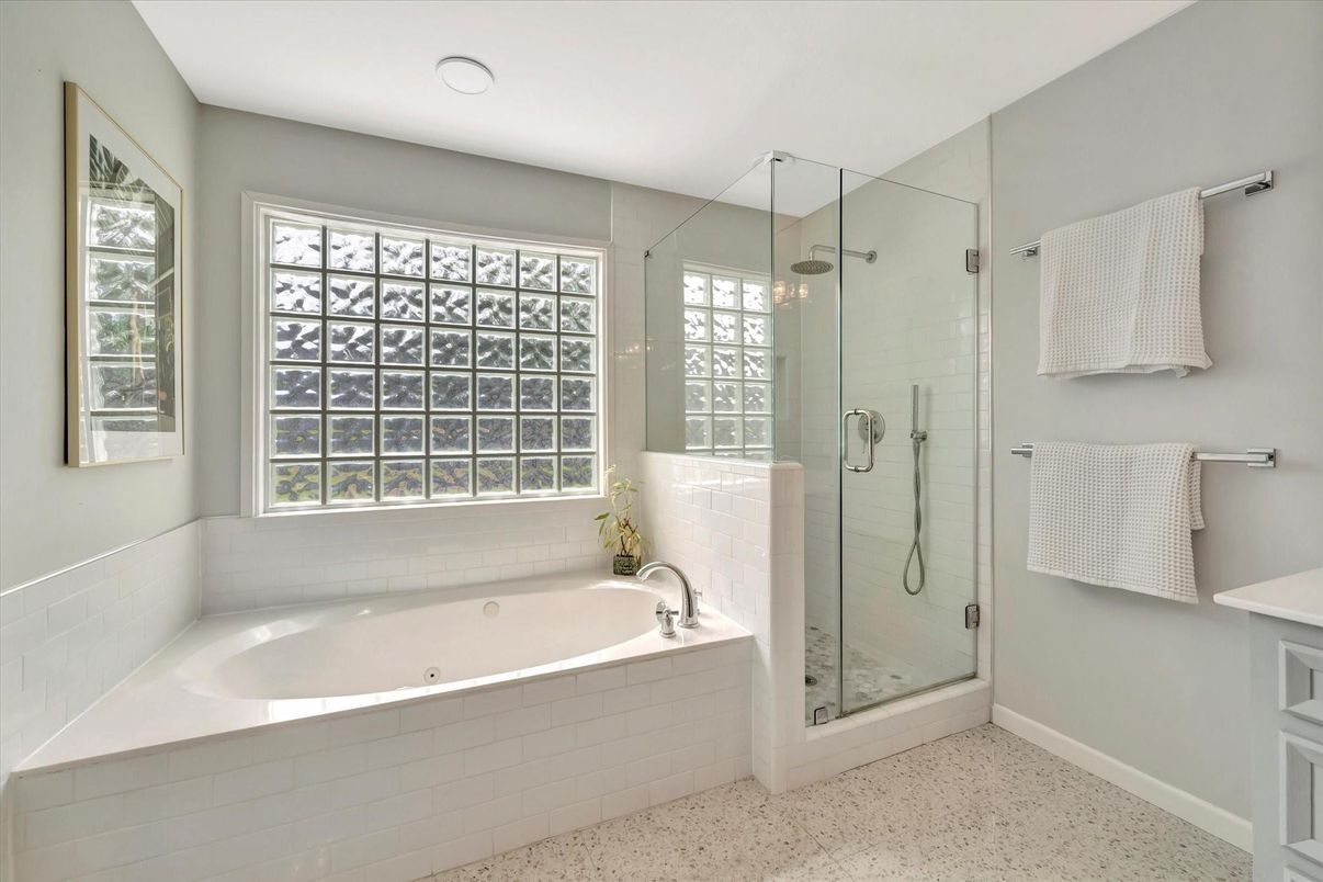 Bathroom, Glass Shower, Interior, Recessed Lighting