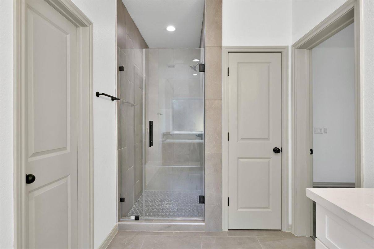 Bathroom, Glass Shower, Interior, Recessed Lighting