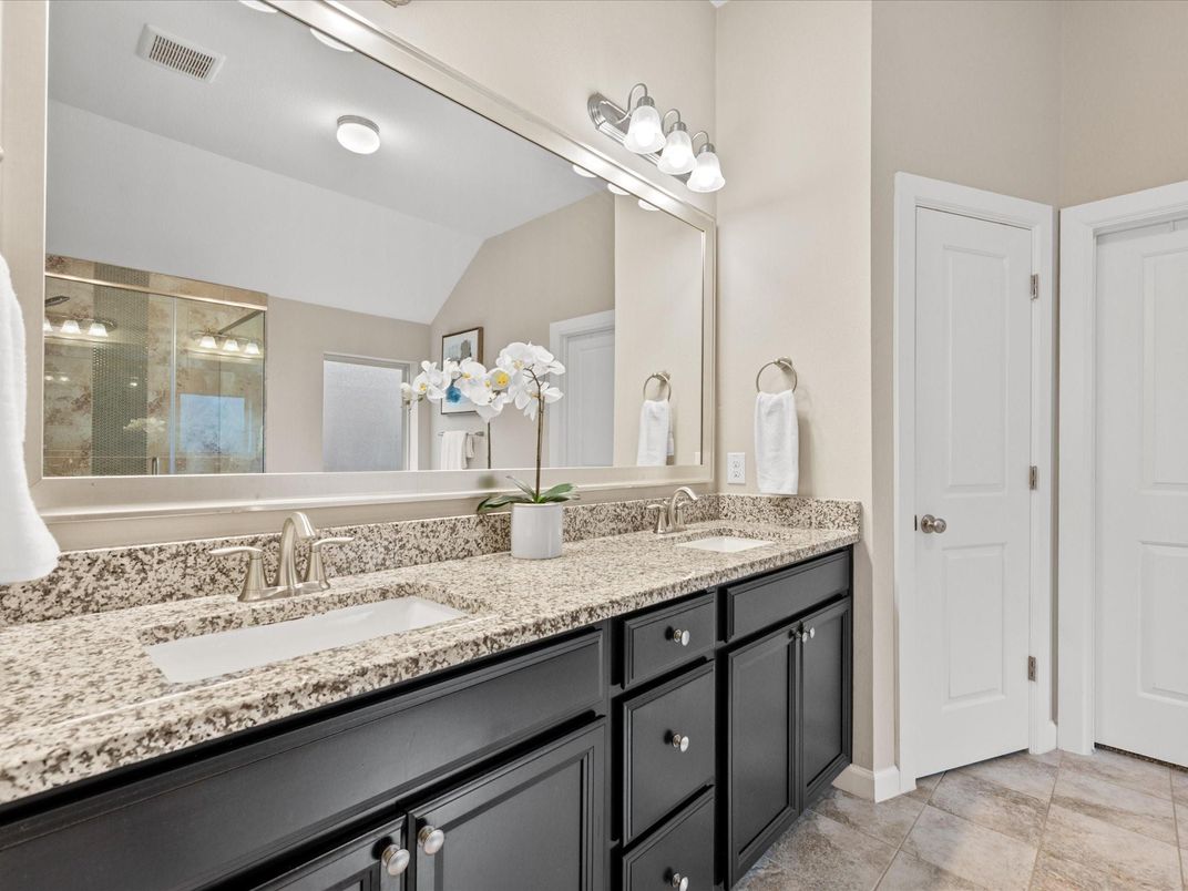 Bathroom, Dual Sink Vanities, Glass Shower, Interior