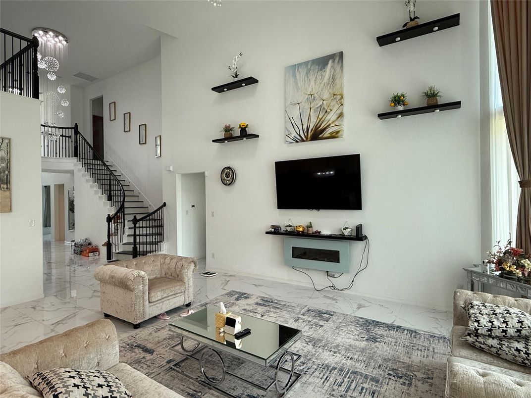 Interior, Living room, Marble, Pendant Lights