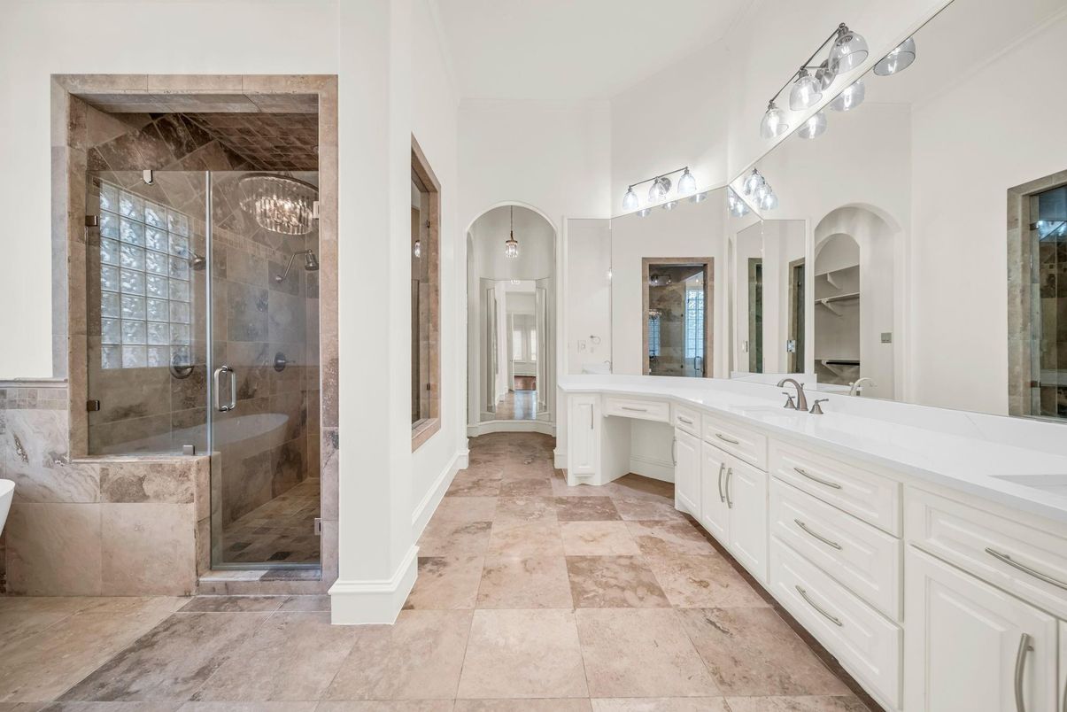 Bathroom, Dual Sink Vanities, Glass Shower, Interior