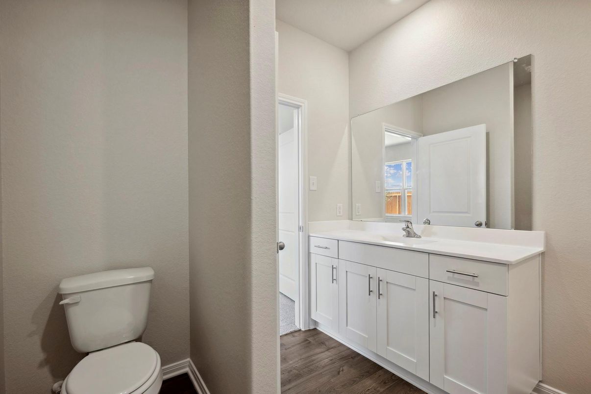Bathroom, Interior, Recessed Lighting, Wood Texture Flooring