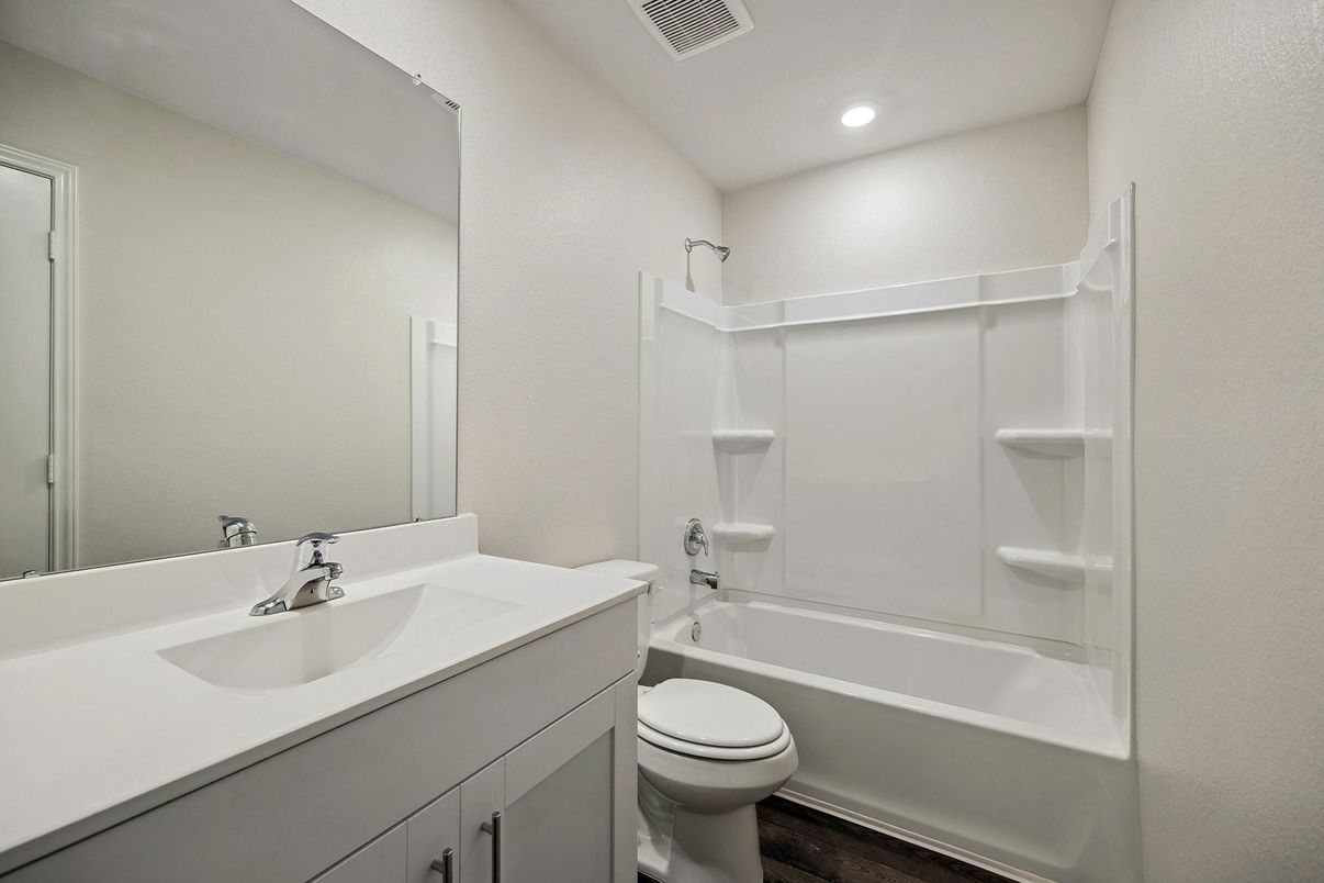 Bathroom, Interior, Recessed Lighting, Wood Texture Flooring