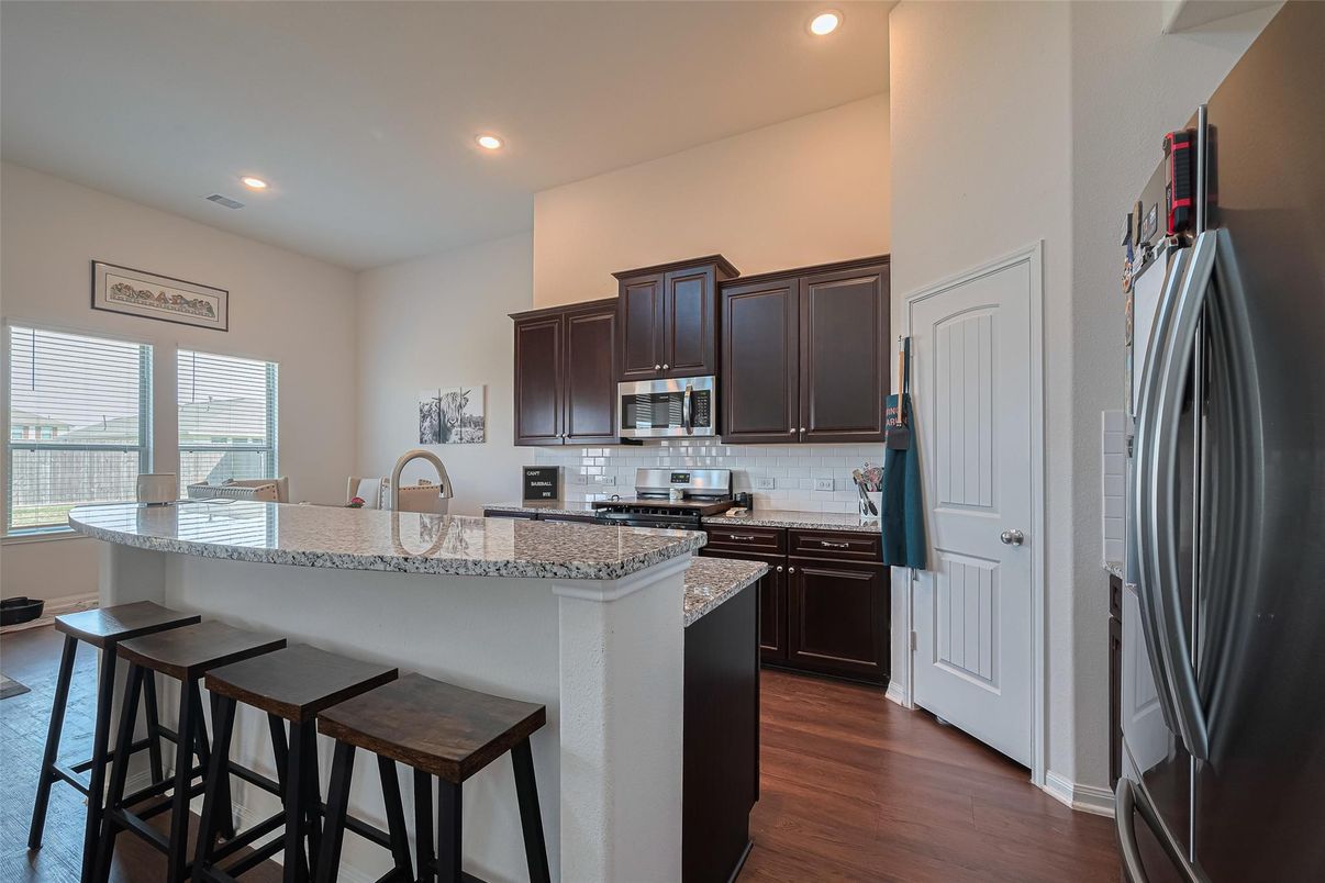 Interior, Kitchen, Recessed Lighting, Wood Texture Flooring