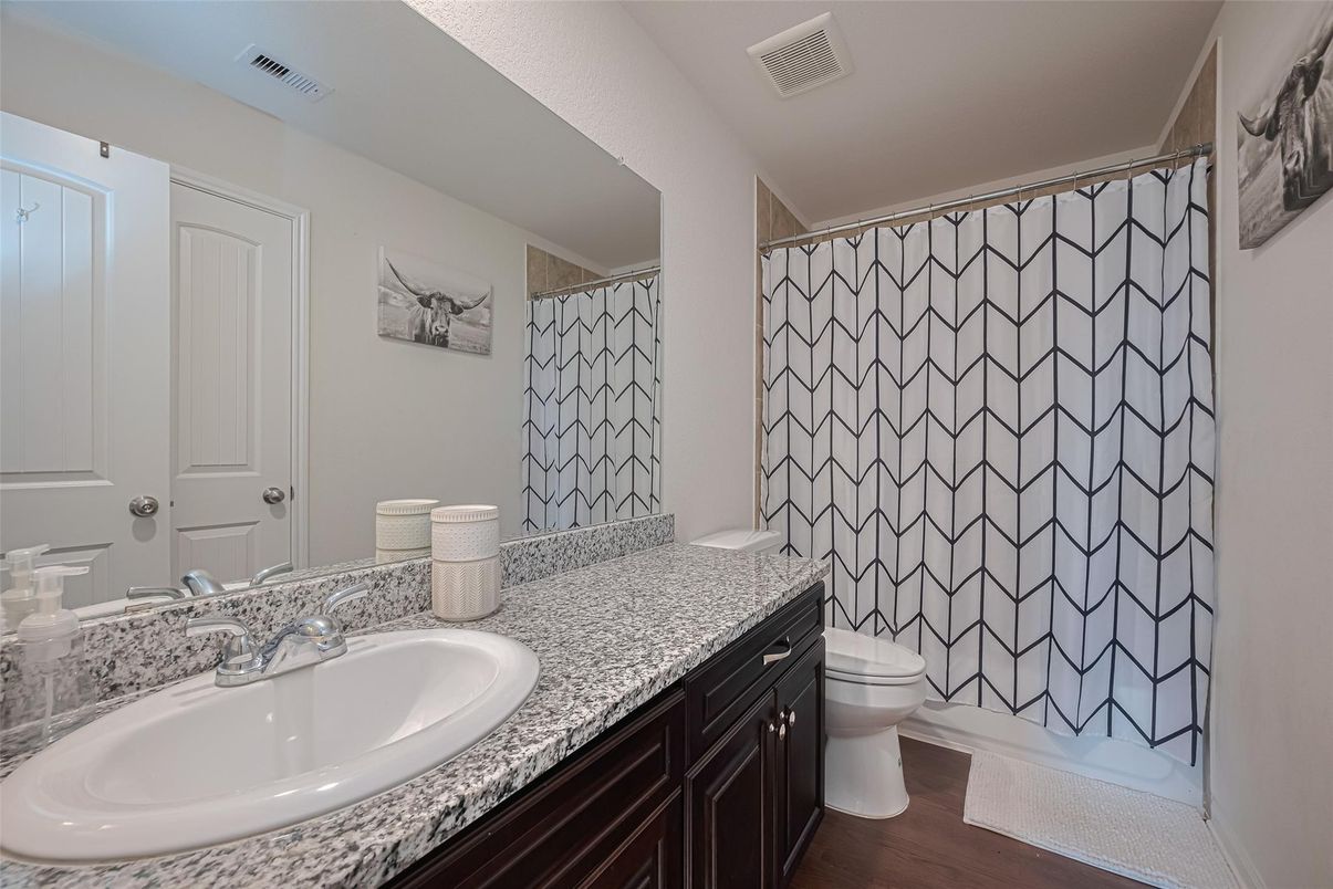 Bathroom, Dual Sink Vanities, Interior, Wood Texture Flooring