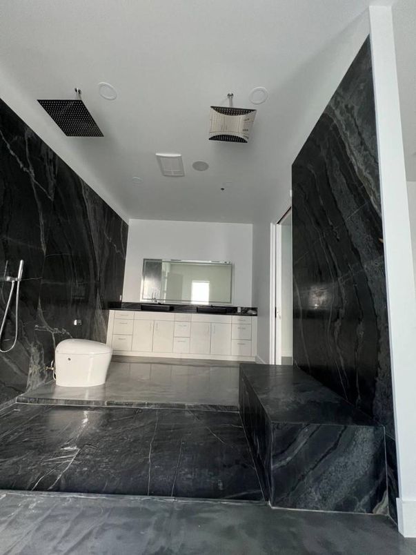 Bathroom, Interior, Marble, Marble Walls, Recessed Lighting