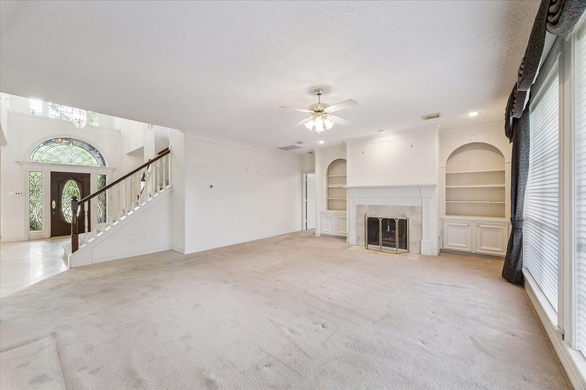 Empty room, Fireplace, Interior, Recessed Lighting