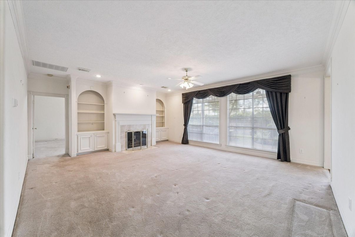 Empty room, Fireplace, Interior, Recessed Lighting