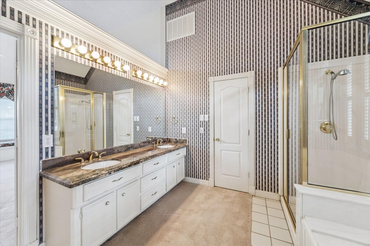 Bathroom, Dual Sink Vanities, Glass Shower, Interior