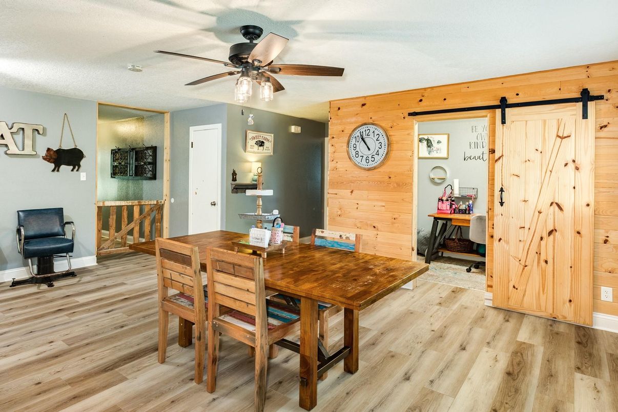 Dining room, Interior, Wood Texture Flooring, Wooden Walls