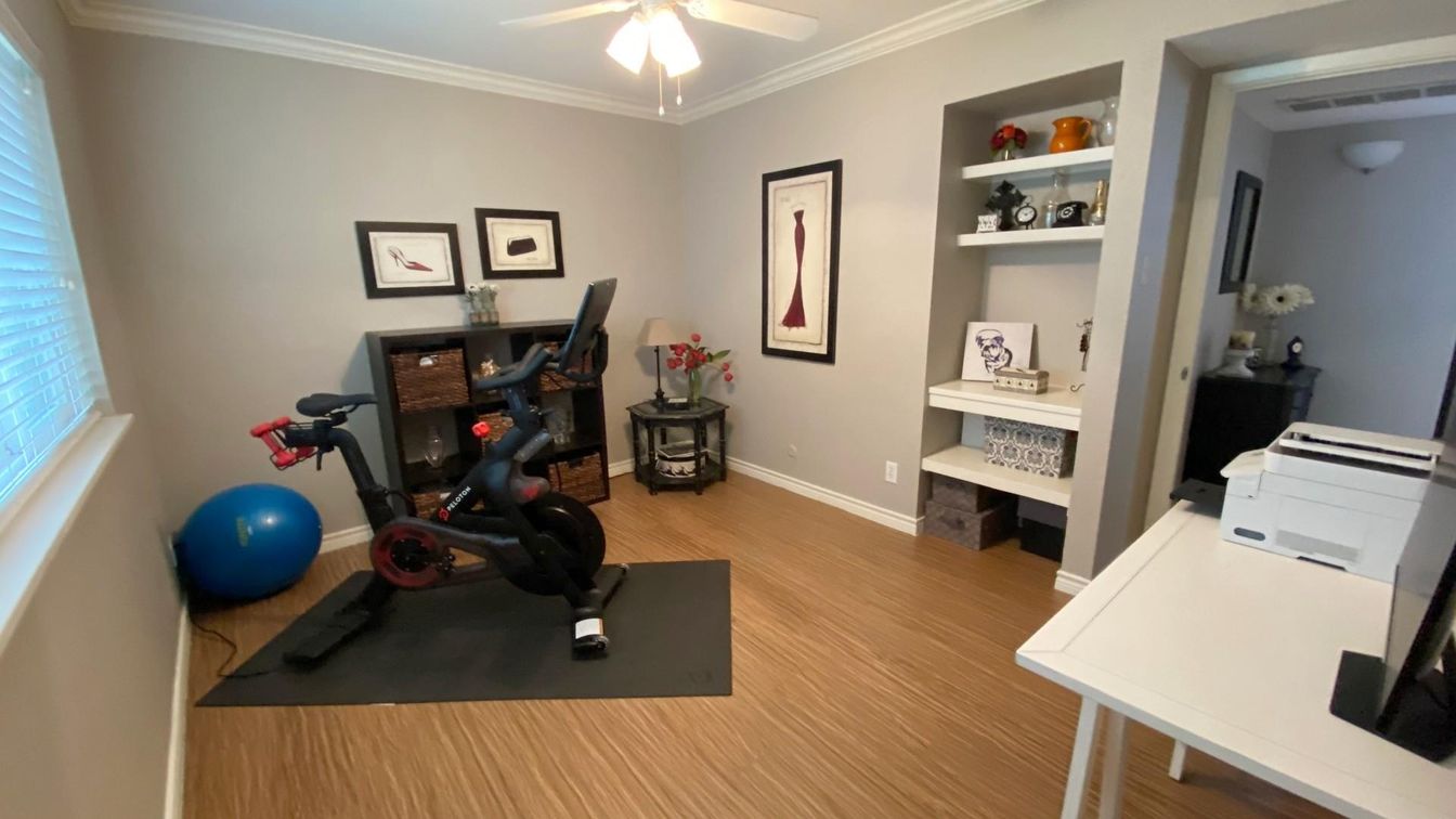 Fitness Equipment, Home Office, Interior, Wood Texture Flooring