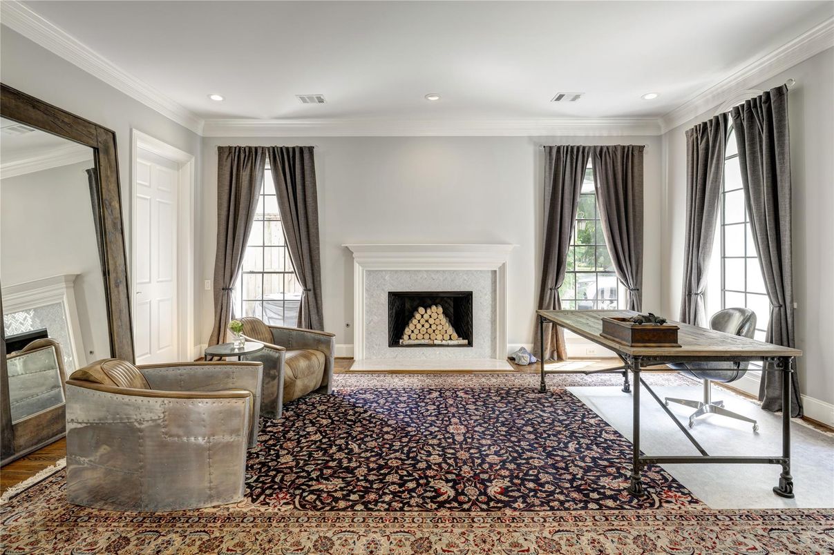 Fireplace, Home Office, Interior, Recessed Lighting