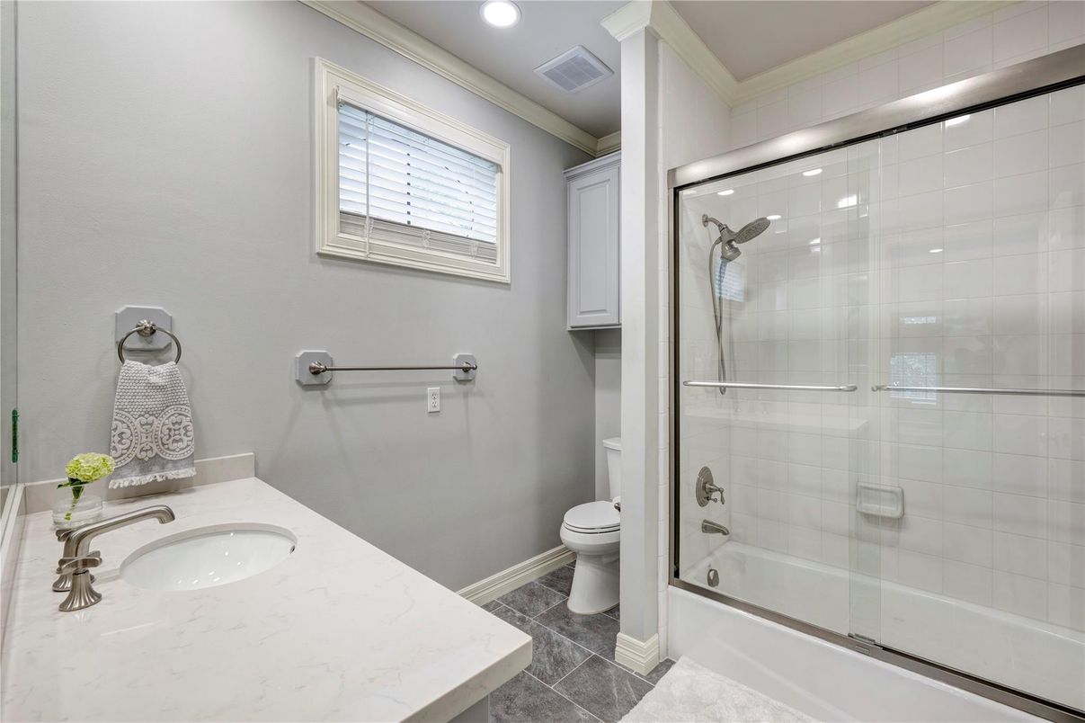 Bathroom, Glass Shower, Interior, Recessed Lighting