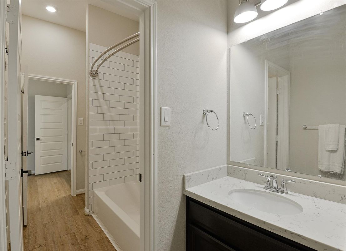 Bathroom, Interior, Recessed Lighting, Wood Texture Flooring