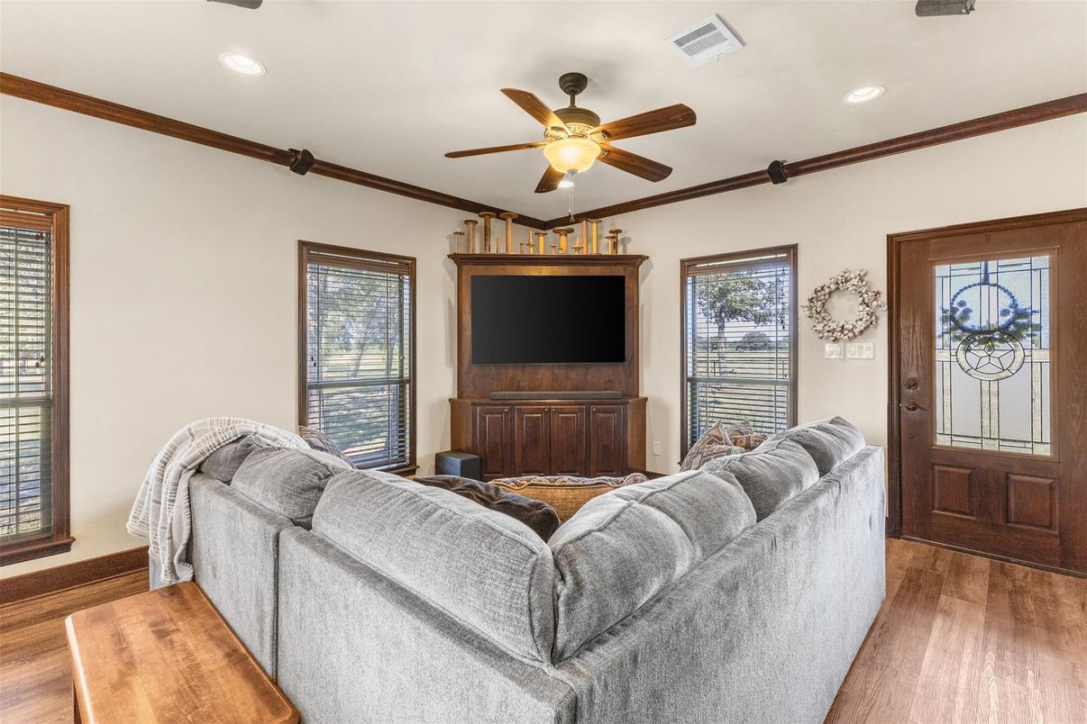 Interior, Living room, Recessed Lighting, Wood Texture Flooring