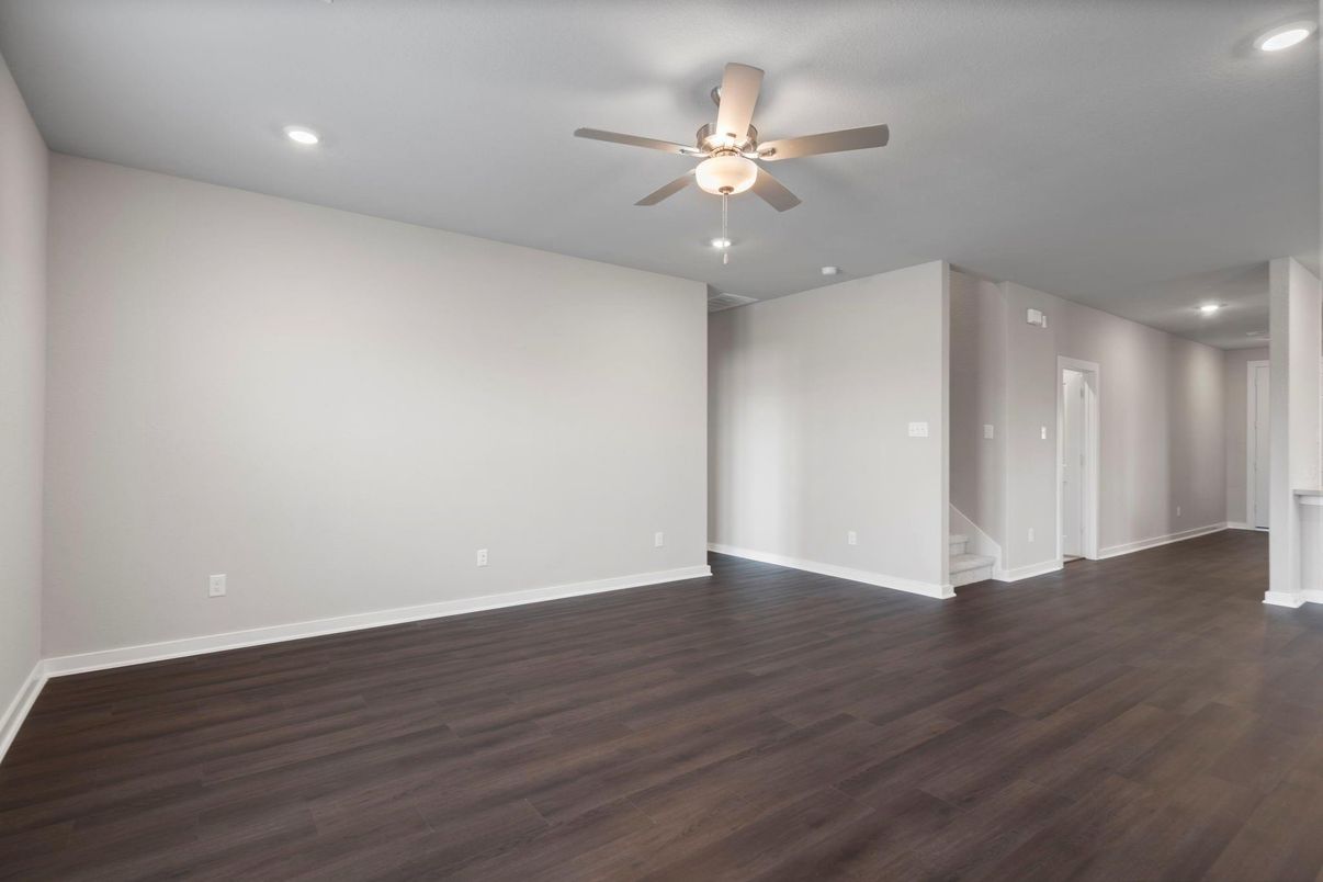 Empty room, Interior, Recessed Lighting, Wood Texture Flooring