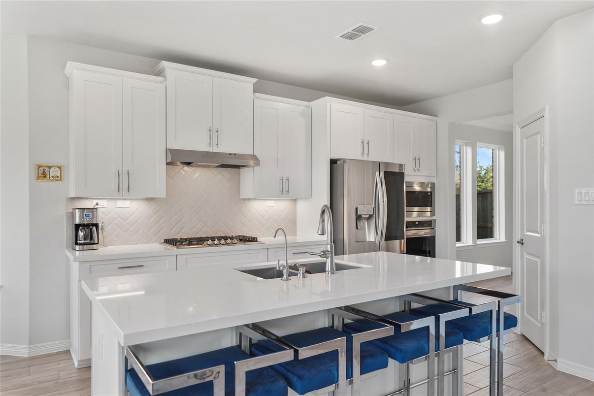 Interior, Kitchen, Recessed Lighting, Wood Texture Flooring