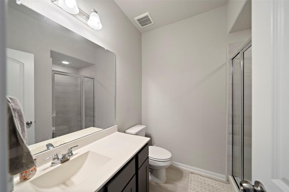 Bathroom, Glass Shower, Interior, Recessed Lighting