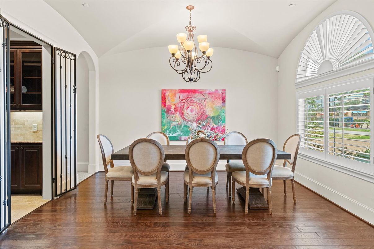 Chandelier, Dining room, Interior, Wood Texture Flooring