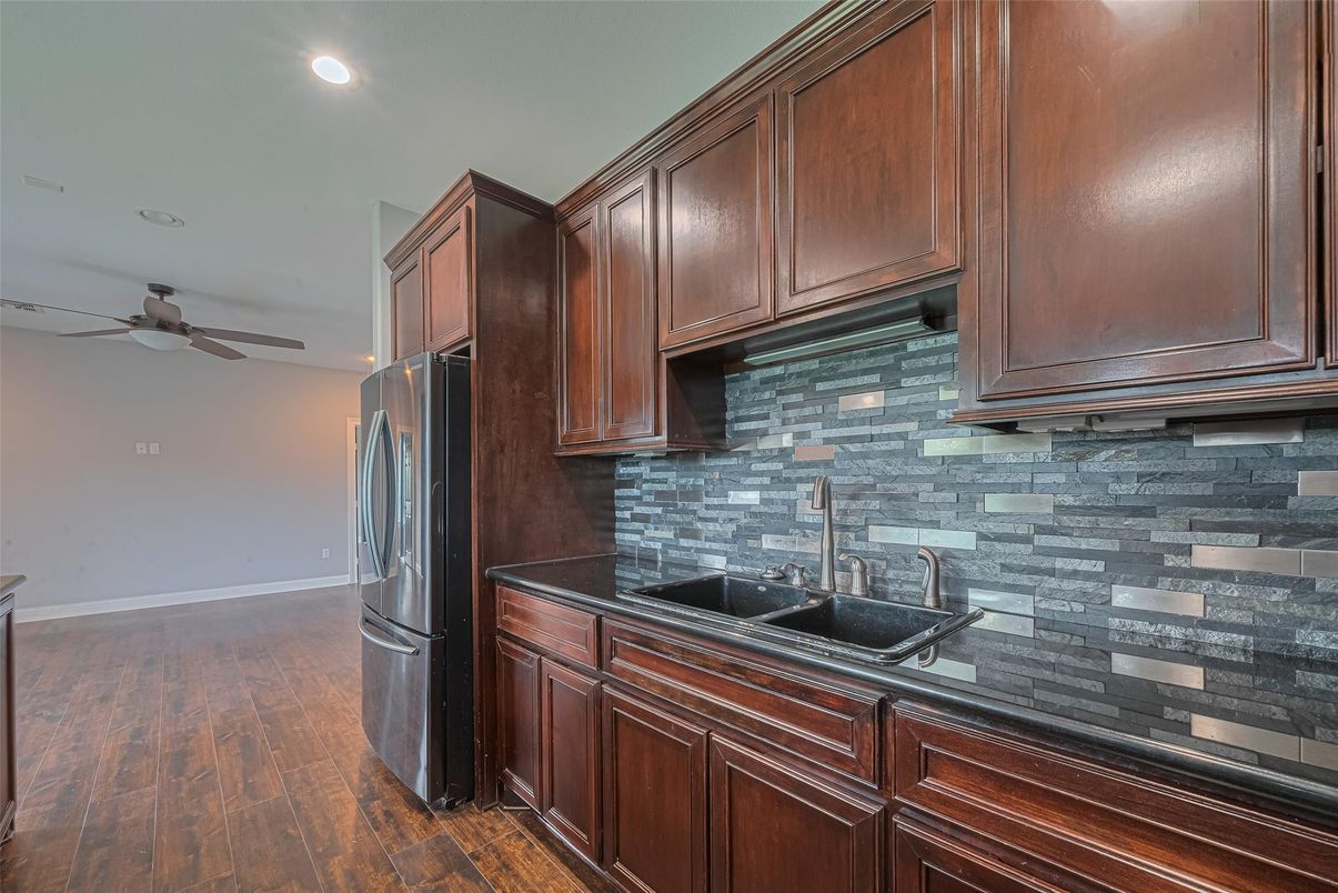 Interior, Kitchen, Recessed Lighting, Wood Texture Flooring