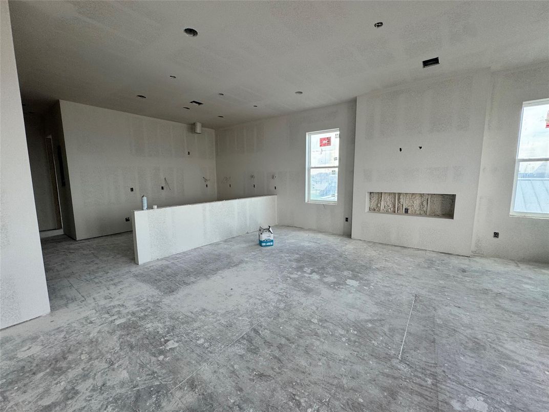 Empty room, Fireplace, Interior, Recessed Lighting