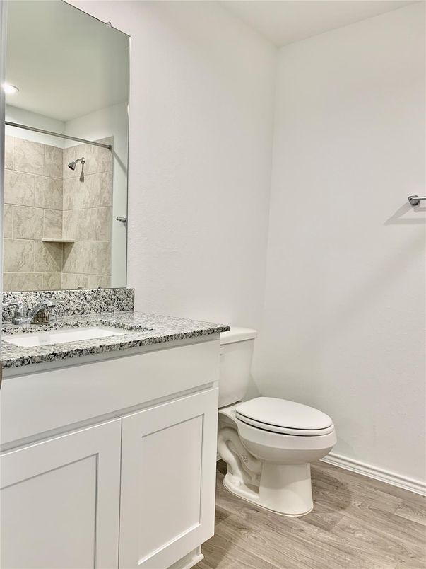 Bathroom, Interior, Recessed Lighting, Wood Texture Flooring