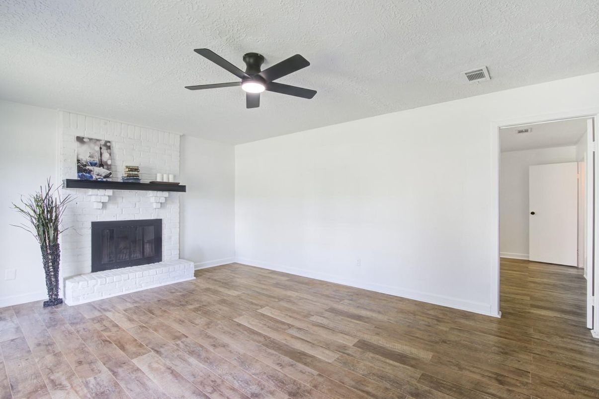 Empty room, Fireplace, Interior, Wood Texture Flooring