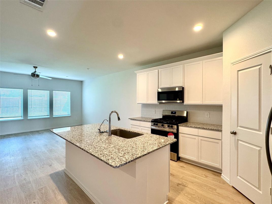 Interior, Kitchen, Recessed Lighting, Wood Texture Flooring