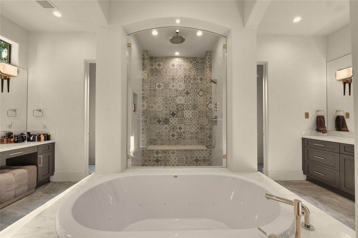 Bathroom, Glass Shower, Interior, Recessed Lighting