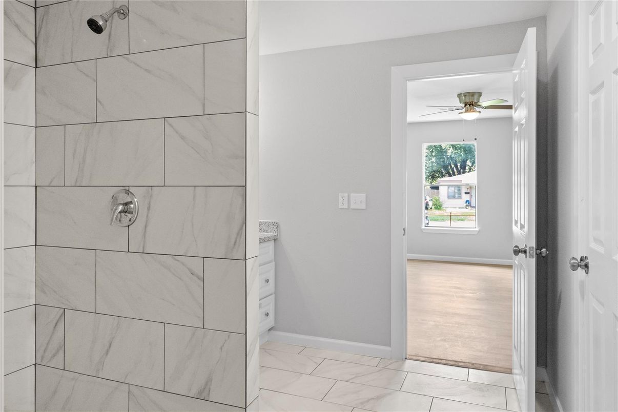 Bathroom, Interior, Marble, Marble Walls, Wood Texture Flooring