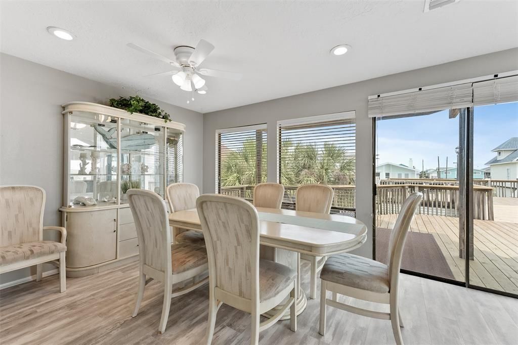 Dining room, Interior, Recessed Lighting, Wood Texture Flooring