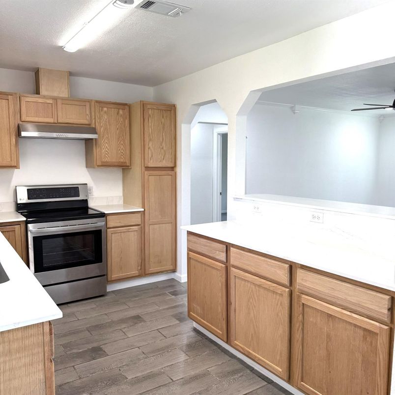 Interior, Kitchen, Stainless Steel Appliances, Wood Texture Flooring