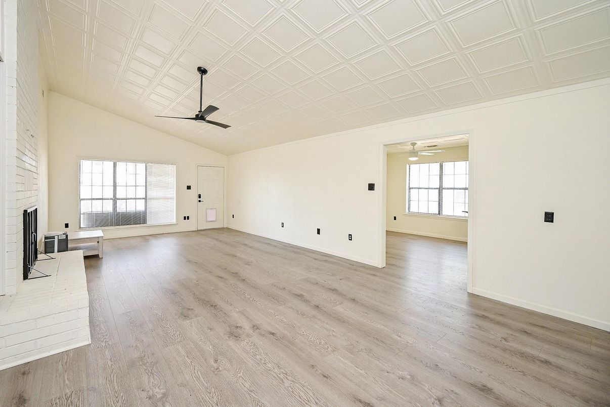Empty room, Fireplace, Interior, Wood Texture Flooring