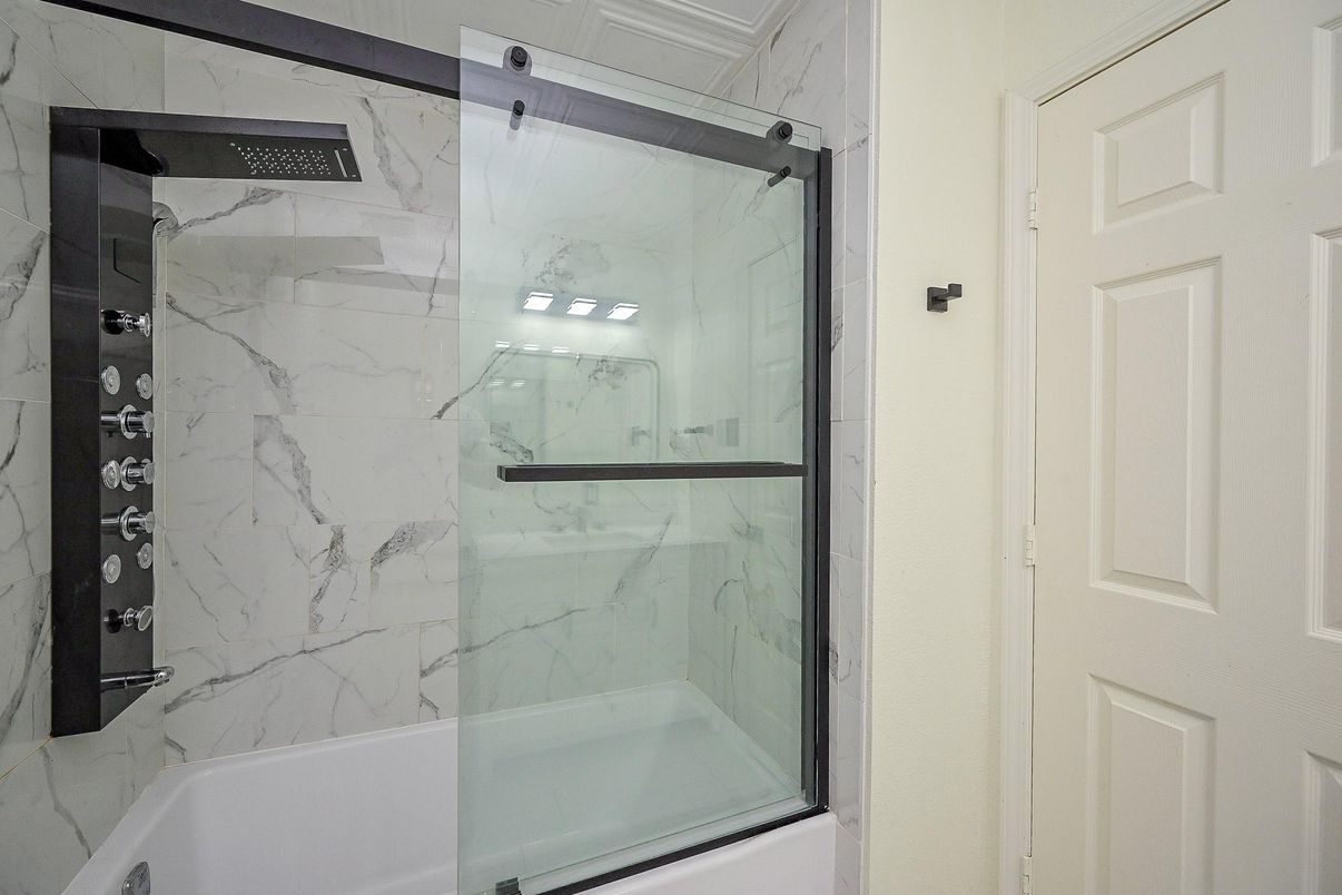 Bathroom, Glass Shower, Interior, Marble Walls