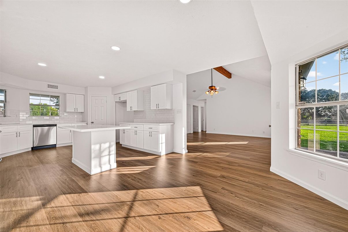 Interior, Kitchen, Recessed Lighting, Wood Texture Flooring