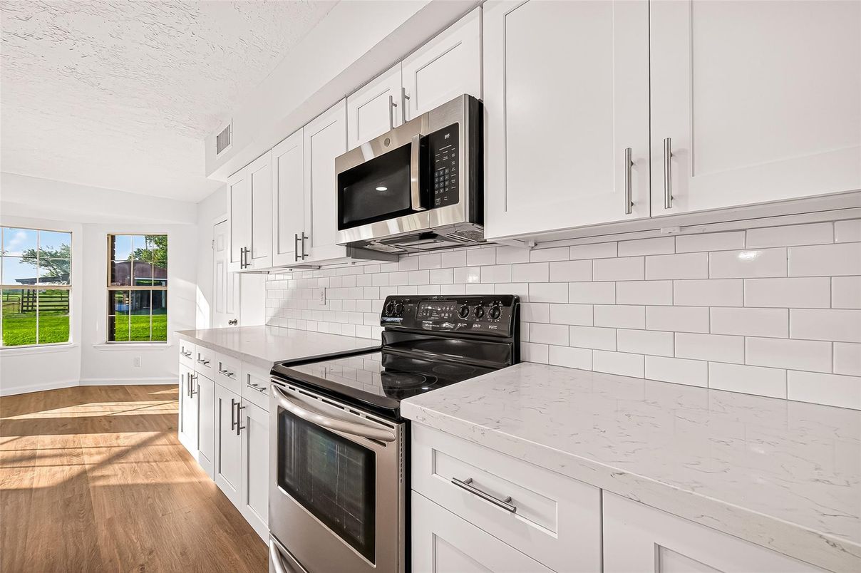 Interior, Kitchen, Stainless Steel Appliances, Wood Texture Flooring
