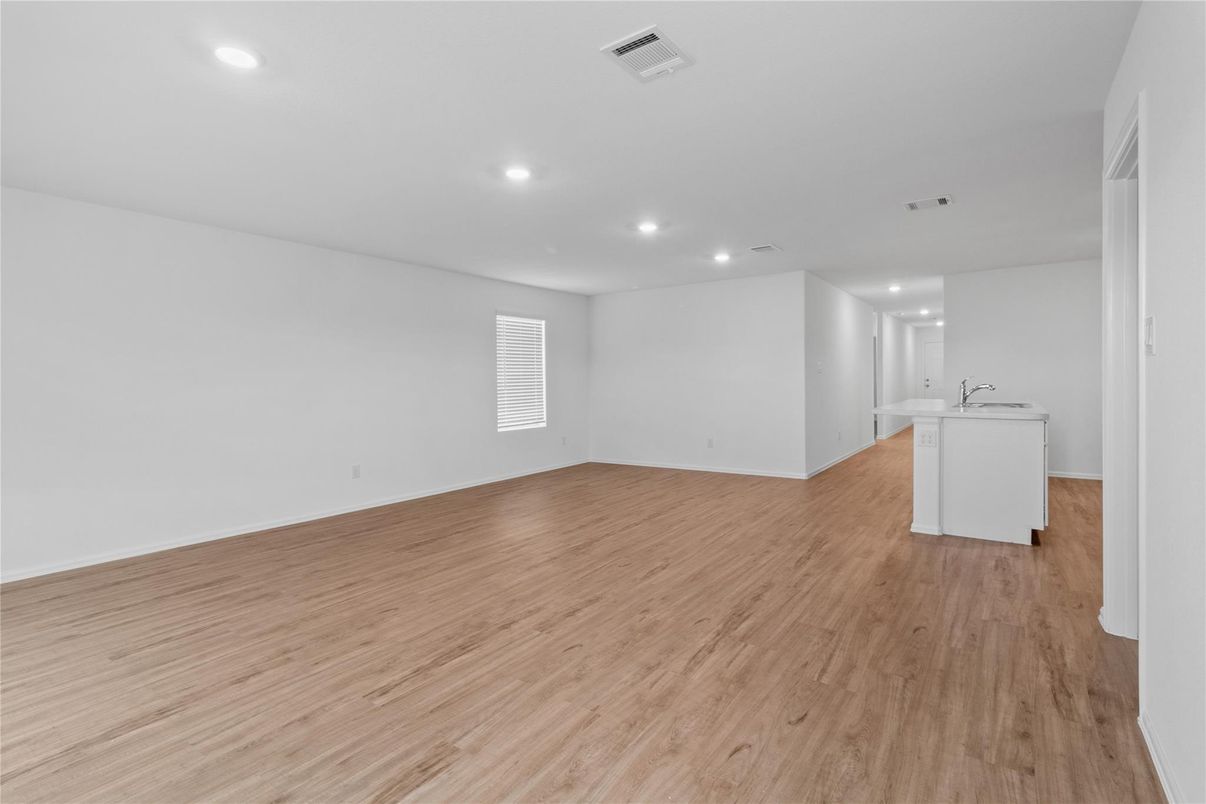 Empty room, Interior, Recessed Lighting, Wood Texture Flooring