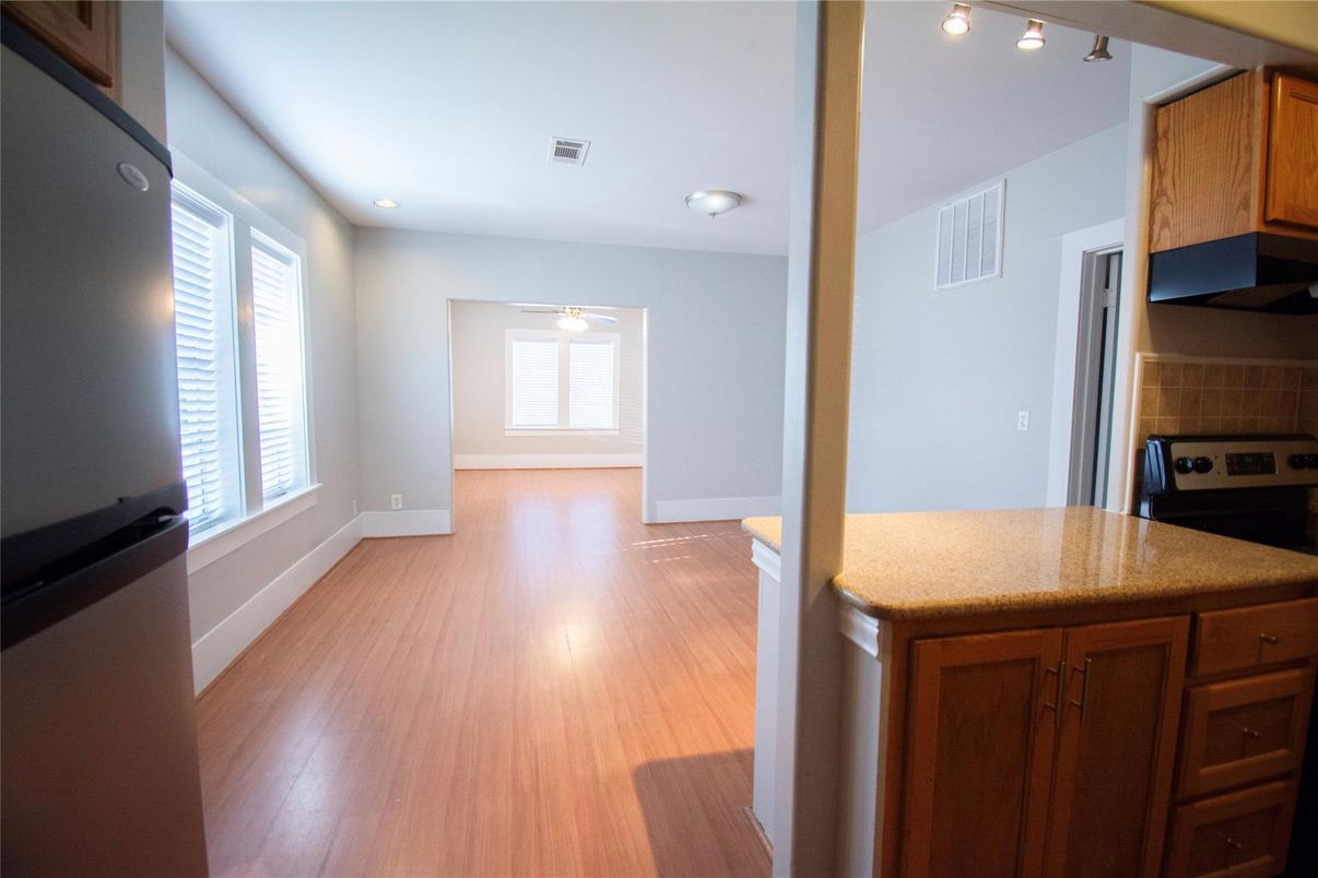 Interior, Kitchen, Recessed Lighting, Wood Texture Flooring