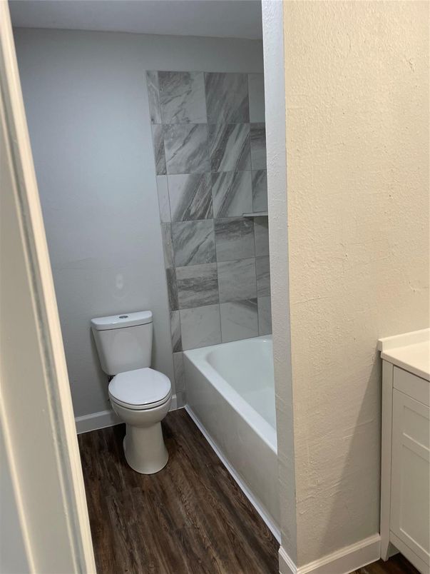 Bathroom, Interior, Marble Walls, Wood Texture Flooring