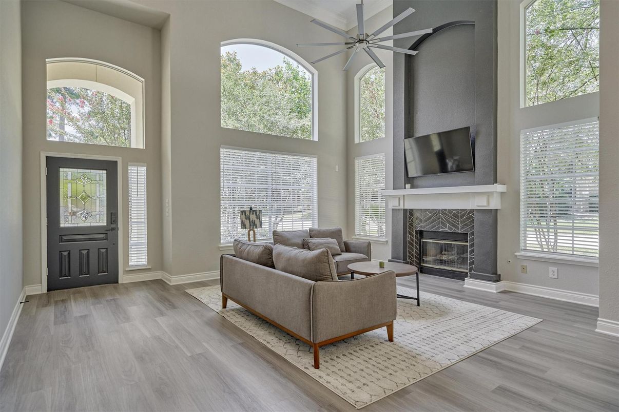 Fireplace, Interior, Living room, Wood Texture Flooring