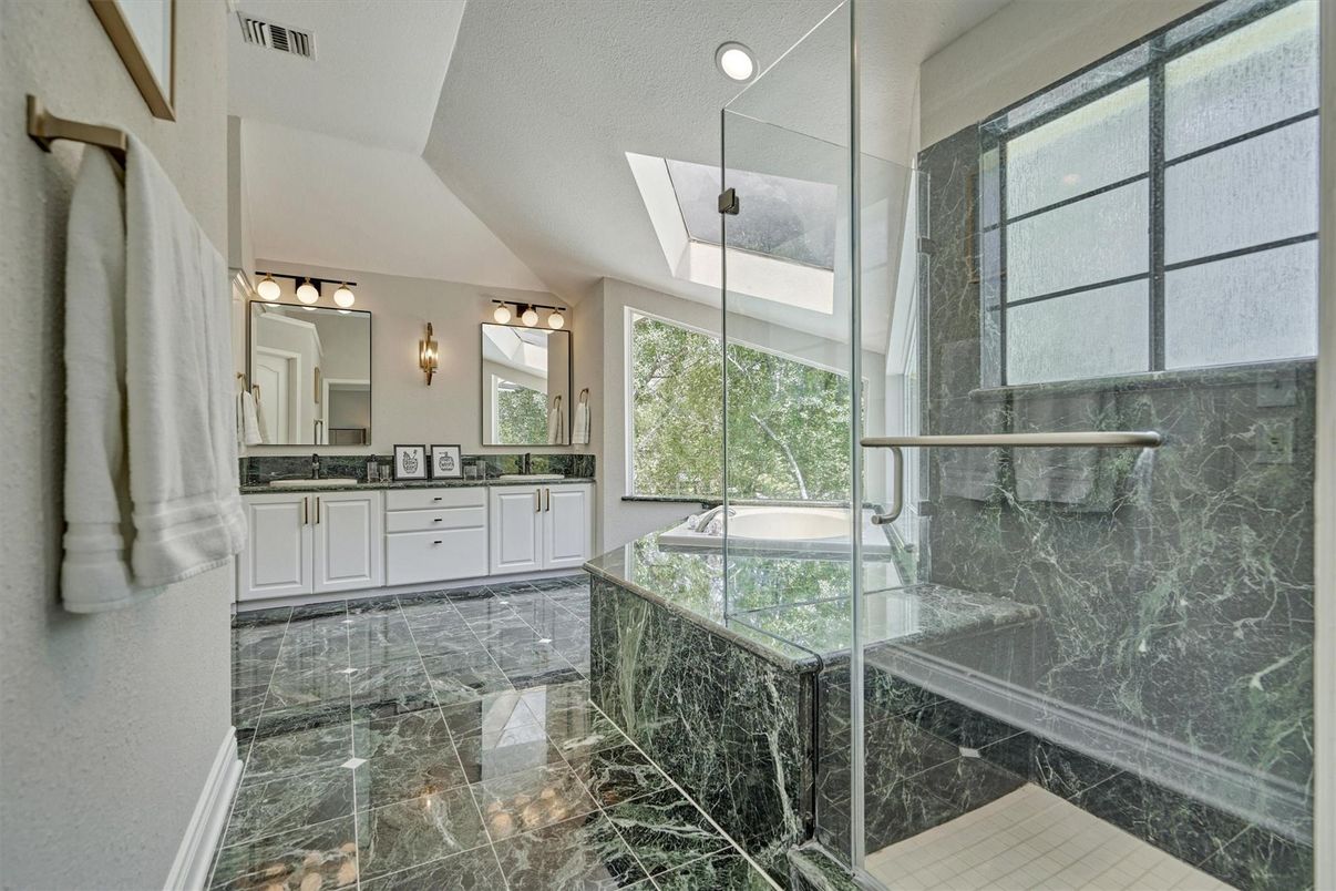 Bathroom, Dual Sink Vanities, Glass Shower, Interior