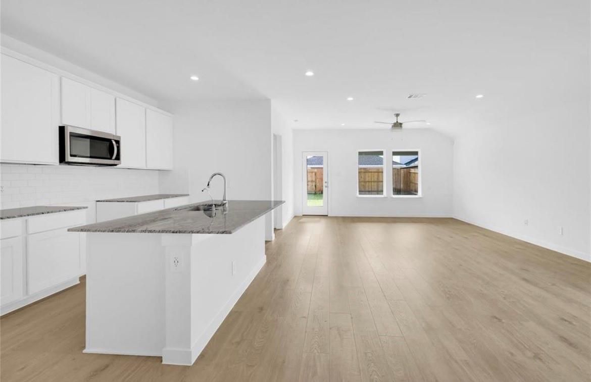 Interior, Kitchen, Recessed Lighting, Wood Texture Flooring