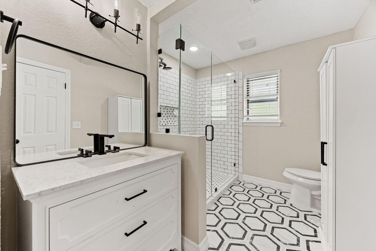 Bathroom, Glass Shower, Interior, Recessed Lighting