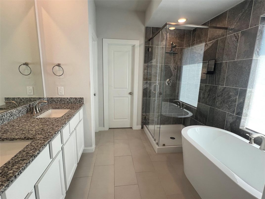 Bathroom, Dual Sink Vanities, Free Standing Baths, Glass Shower, Interior, Recessed Lighting