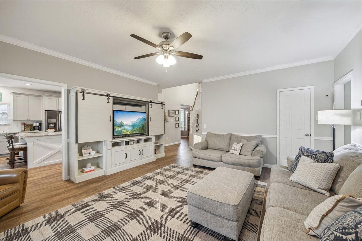 Interior, Kitchen, Living room, Stainless Steel Appliances, Wood Texture Flooring